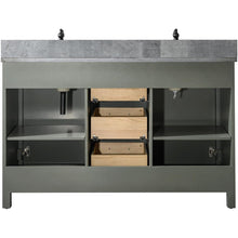 Load image into Gallery viewer, Legion Furniture WLF2154-PG 54" PEWTER GREEN FINISH DOUBLE SINK VANITY CABINET WITH BLUE LIME STONE TOP