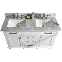 Load image into Gallery viewer, Legion Furniture WLF2254-W 54" WHITE FINISH DOUBLE SINK VANITY CABINET WITH CARRARA WHITE TOP
