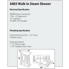 Load image into Gallery viewer, MESA 803A STEAM SHOWER 54" X 35" X 85"