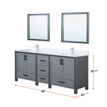 Load image into Gallery viewer, Lexora LZV352284SBJS000 Ziva 84&quot; Dark Grey Double Vanity, Cultured Marble Top, White Square Sink and no Mirror