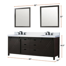 Load image into Gallery viewer, Lexora LM342284DCCS000 Marsyas 84&quot; Brown Double Vanity, White Quartz Top, White Square Sinks and no Mirror