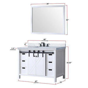 Lexora LM342248SA00000 Marsyas 48" White Vanity Cabinet Only