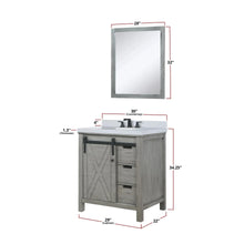 Load image into Gallery viewer, Lexora LM342230SH00M28 Marsyas 30&quot; Ash Grey Single Vanity, no Top and 28&quot; Mirror