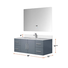 Load image into Gallery viewer, Lexora LG192248DE00LM48 Geneva 48&quot; Navy Blue Single Vanity, no Top and 48&quot; LED Mirror