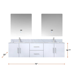 Lexora LG192272DM00000 Geneva 72" Glossy White Vanity Cabinet Only