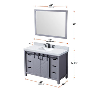 Lexora LM342248SB00000 Marsyas 48" Dark Grey Vanity Cabinet Only