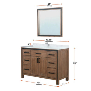 Lexora LZV352248SNJS000 Ziva 48" Rustic Barnwood Single Vanity, Cultured Marble Top, White Square Sink and no Mirror