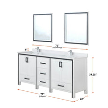 Load image into Gallery viewer, Lexora LZV352272SA00M30 Ziva 72&quot; White Double Vanity, no Top and 30&quot; Mirrors