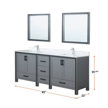 Load image into Gallery viewer, Lexora LZV352284SB00M34 Ziva 84&quot; Dark Grey Double Vanity, no Top and 34&quot; Mirrors