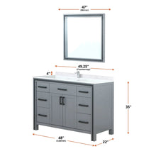 Load image into Gallery viewer, Lexora LZV352248SBJSM34 Ziva 48&quot; Dark Grey Single Vanity, Cultured Marble Top, White Square Sink and 34&quot; Mirror
