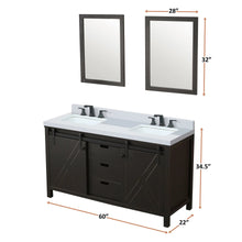 Load image into Gallery viewer, Lexora LM342260DCCS000 Marsyas 60&quot; Brown Double Vanity, White Quartz Top, White Square Sinks and no Mirror