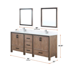 Load image into Gallery viewer, Lexora LZV352280SNJS000 Ziva 80&quot; Rustic Barnwood Double Vanity, Cultured Marble Top, White Square Sink and no Mirror