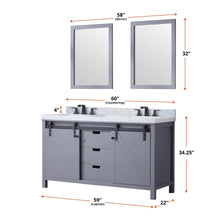 Load image into Gallery viewer, Lexora LM342260DB00M24 Marsyas 60&quot; Dark Grey Double Vanity, no Top and 24&quot; Mirrors