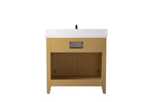 Design Element BK-36-OKM Burbank 36-in Oak Farmhouse Single Sink Bathroom Vanity with White Quartz Top