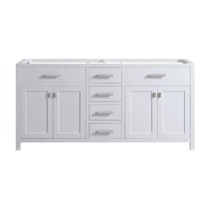 Design Element DEC076B-W-CB London 71-in White Bathroom Vanity Base Cabinet without Top