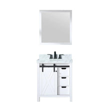 Load image into Gallery viewer, Lexora LM342230SA00M28 Marsyas 30&quot; White Single Vanity, no Top and 28&quot; Mirror