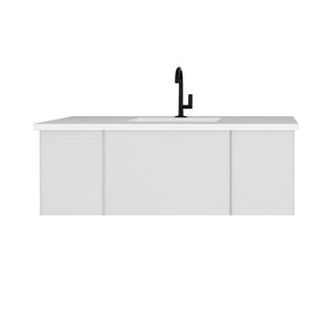 LAVIVA 313VTR-48CW-MW Vitri 48" Cloud White Bathroom Vanity with VIVA Stone Matte White Solid Surface Countertop