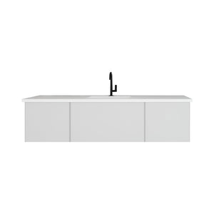 LAVIVA 313VTR-66CW-MW Vitri 66" Cloud White Single Sink Bathroom Vanity with VIVA Stone Matte White Solid Surface Countertop