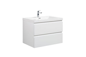 LAVIVA 313AUR-24GPW-GW Aurora 24" Glossy Polar White Wall Hung Bathroom Vanity with White Acrylic Countertop