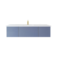 Load image into Gallery viewer, LAVIVA 313VTR-66NB-MW Vitri 66&quot; Nautical Blue Single Sink Bathroom Vanity with VIVA Stone Matte White Solid Surface Countertop