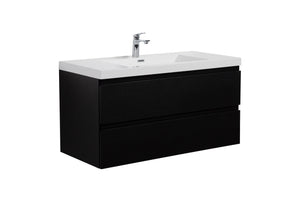 LAVIVA 313AUR-42MMB-GW Aurora 42" Matte Midnight Black Wall Hung Bathroom Vanity with White Acrylic Countertop