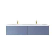 Load image into Gallery viewer, LAVIVA 313VTR-72DNB-MW Vitri 72&quot; Nautical Blue Double Sink Bathroom Vanity with VIVA Stone Matte White Solid Surface Countertop