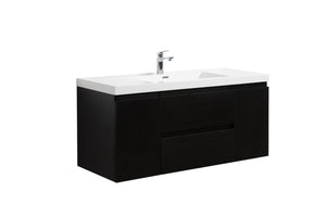 LAVIVA 313AUR-48MMB-GW Aurora 48" Matte Midnight Black Wall Hung Bathroom Vanity with White Acrylic Countertop