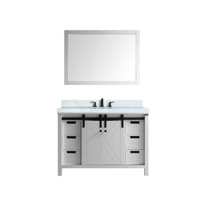 Lexora LM342248SA00M44 Marsyas 48" White Single Vanity, no Top and 44" Mirror