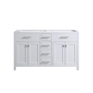 Design Element DEC076A-W-CB London 60-in White Bathroom Vanity Base Cabinet without Top