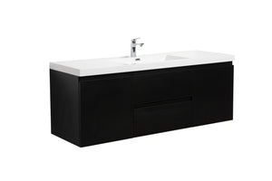 LAVIVA 313AUR-60CMMB-GW Aurora 60" Matte Midnight Black Wall Hung Single Sink Bathroom Vanity with White Acrylic Countertop