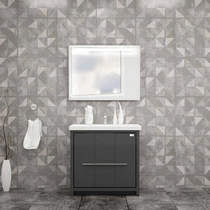 Casa Mare Alessio 32″ Glossy Gray Ceramic Bathroom Vanity - ALESSIO80GG-32-MSC