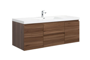 LAVIVA 313AUR-60CSW-GW Aurora 60" Smokey Walnut Wall Hung Single Sink Bathroom Vanity with White Acrylic Countertop