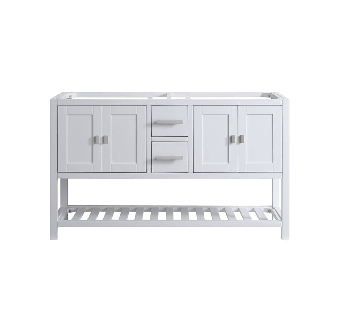 Design Element DEC055-60-W-CB Monaco 60-in White Bathroom Vanity Base Cabinet without Top
