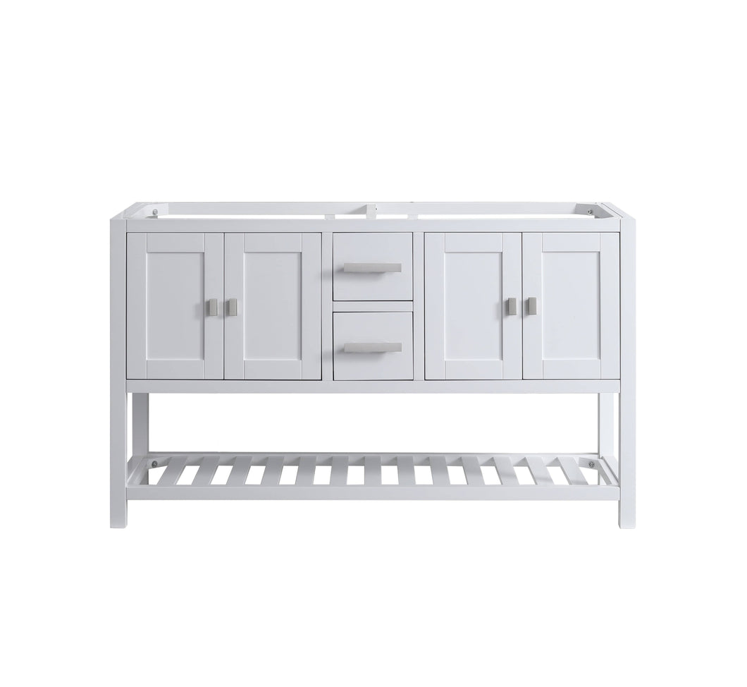 Design Element DEC055-60-W-CB Monaco 60-in White Bathroom Vanity Base Cabinet without Top