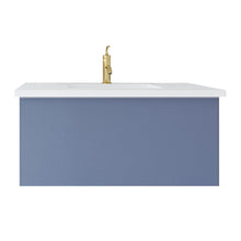 Load image into Gallery viewer, LAVIVA 313VTR-36NB-MW Vitri 36&quot; Nautical Blue Bathroom Vanity with VIVA Stone Matte White Solid Surface Countertop
