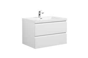 LAVIVA 313AUR-30GPW-GW Aurora 30" Glossy Polar White Wall Hung Bathroom Vanity with White Acrylic Countertop