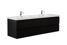 Load image into Gallery viewer, LAVIVA 313AUR-72DMMB-GW Aurora 72&quot; Matte Midnight Black Wall Hung Double Sink Bathroom Vanity with White Acrylic Countertop