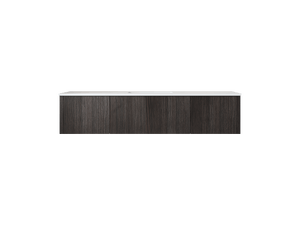 LAVIVA 313LGN-66CR-MW Legno 66" Carbon Oak Bathroom Vanity with Matte White VIVA Stone Solid Surface Countertop