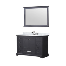 Load image into Gallery viewer, Lexora LD342248SGDSM46F Dukes 48&quot; Espresso Single Vanity, White Carrara Marble Top, White Square Sink and 46&quot; Mirror w/ Faucet