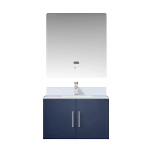 Lexora LG192230DE00LM30 Geneva 30" Navy Blue Single Vanity, no Top and 30" LED Mirror