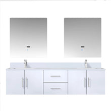 Load image into Gallery viewer, Lexora LG192272DM00LM30 Geneva 72&quot; Glossy White Double Vanity, no Top and 30&quot; LED Mirrors