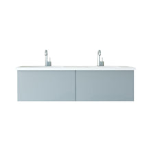 Load image into Gallery viewer, LAVIVA 313VTR-60DFG-MW Vitri 60&quot; Fossil Grey Double Sink Bathroom Vanity with VIVA Stone Matte White Solid Surface Countertop