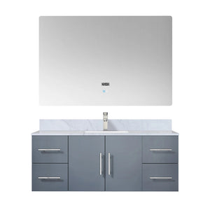 Lexora LG192248DB00LM48 Geneva 48" Dark Grey Single Vanity, no Top and 48" LED Mirror