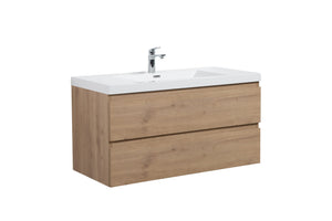 LAVIVA 313AUR-42SO-GW Aurora 42" Sonoma Oak Wall Hung Bathroom Vanity with White Acrylic Countertop