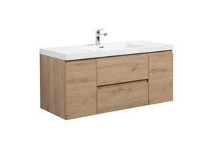 LAVIVA 313AUR-48SO-GW Aurora 48" Sonoma Oak Wall Hung Bathroom Vanity with White Acrylic Countertop
