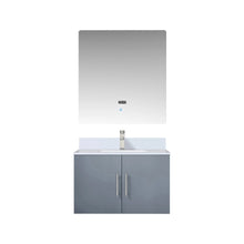 Load image into Gallery viewer, Lexora LG192230DBDSLM30 Geneva 30&quot; Dark Grey Single Vanity, White Carrara Marble Top, White Square Sink and 30&quot; LED Mirror