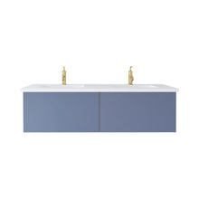 Load image into Gallery viewer, LAVIVA 313VTR-60DNB-MW Vitri 60&quot; Nautical Blue Double Sink Bathroom Vanity with VIVA Stone Matte White Solid Surface Countertop