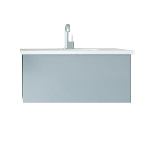 LAVIVA 313VTR-36FG-MW Vitri 36" Fossil Grey Bathroom Vanity with VIVA Stone Matte White Solid Surface Countertop