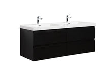 Load image into Gallery viewer, LAVIVA 313AUR-60DMMB-GW Aurora 60&quot; Matte Midnight Black Wall Hung Double Sink Bathroom Vanity with White Acrylic Countertop