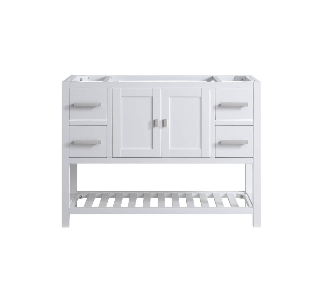 Design Element DEC055-48-W-CB Monaco 48-in White Bathroom Vanity Base Cabinet without Top